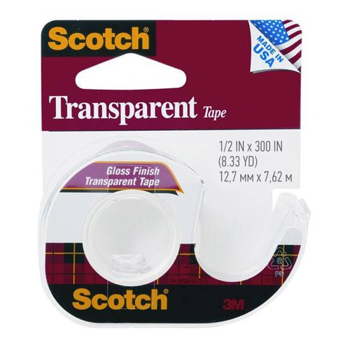 Клейкая лента канцелярская 3M Scotch Transparent 7100010900 прозрачная шир.12.7мм дл.7.6м на мини-ди 12 шт./кор.