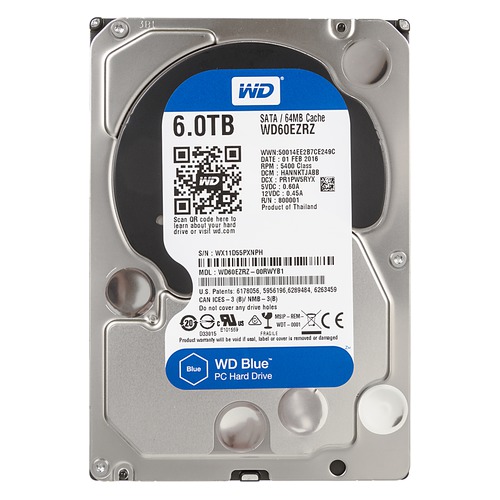 Жесткий диск WD Blue WD60EZRZ, 6Тб, HDD, SATA III, 3.5"