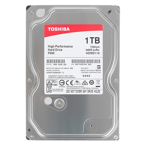 Жесткий диск TOSHIBA P300 HDWD110UZSVA, 1Тб, HDD, SATA III, 3.5"