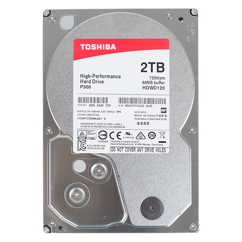 Жесткий диск TOSHIBA P300 HDWD120UZSVA, 2Тб, HDD, SATA III, 3.5"