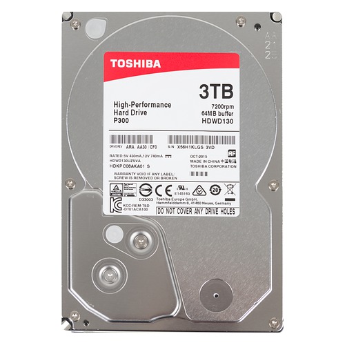 Жесткий диск TOSHIBA P300 HDWD130UZSVA, 3Тб, HDD, SATA III, 3.5"