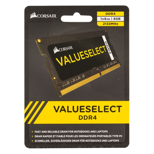 Модуль памяти CORSAIR CMSO8GX4M1A2133C15 DDR4 - 8Гб 2133, SO-DIMM, Ret