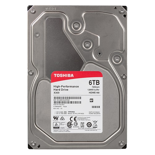 Жесткий диск TOSHIBA X300 HDWE160UZSVA, 6Тб, HDD, SATA III, 3.5"