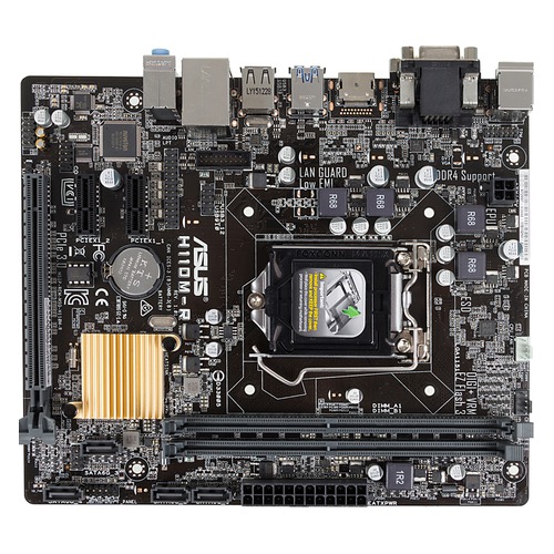 Материнская плата ASUS H110M-R/C/SI, LGA 1151, Intel H110, mATX, Ret (White Box)