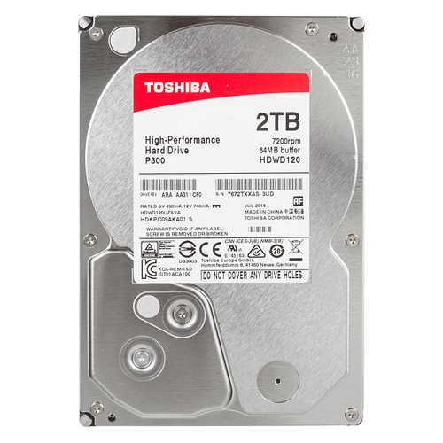 Жесткий диск TOSHIBA P300 HDWD120EZSTA, 2Тб, HDD, SATA III, 3.5", RTL