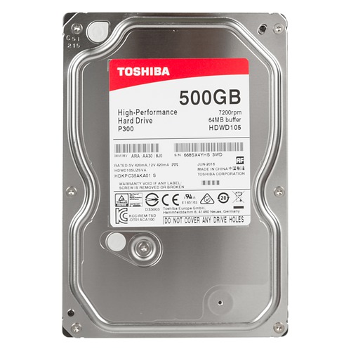 Жесткий диск TOSHIBA P300 HDWD105EZSTA, 500Гб, HDD, SATA III, 3.5", RTL