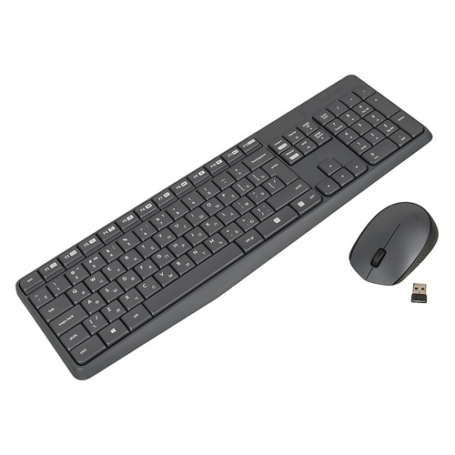 Комплект (клавиатура+мышь) LOGITECH MK235, USB, беспроводной, серый [920-007948]