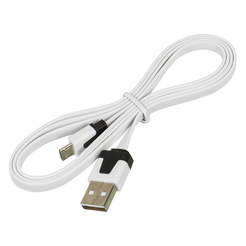 Кабель BURO micro USB B (m), USB A(m), 1м, белый [bhp microusb 1m flat]