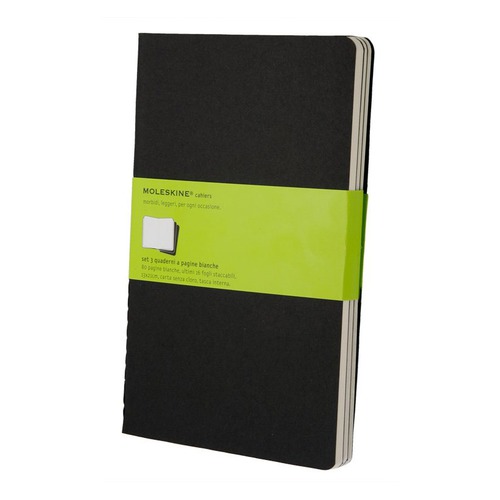 Блокнот Moleskine CAHIER JOURNAL LARGE 130х210мм обложка картон 80стр. нелинованный черный (3шт) 6 шт./кор.