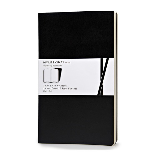 Блокнот Moleskine VOLANT LARGE 130х210мм 96стр. нелинованный мягкая обложка черный (2шт) 6 шт./кор.