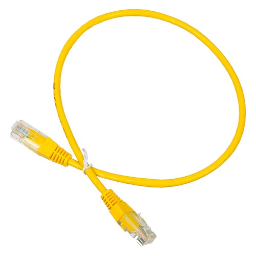 Кабель Патч-корд LANMASTER UTP, вилка RJ-45, вилка RJ-45, кат.5е, ПВХ, 0.5м, желтый [twt-45-45-0.5-yl]