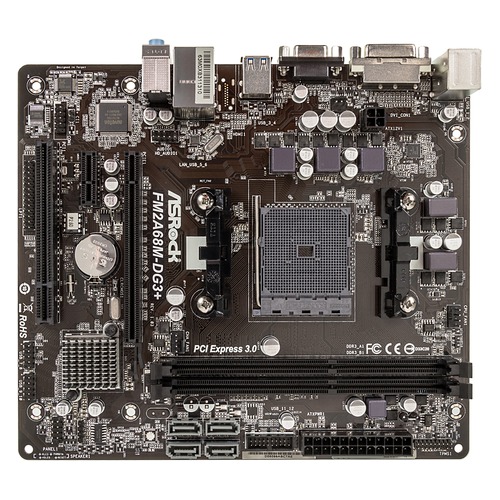 Материнская плата ASROCK FM2A68M-DG3+, Socket FM2+, AMD A68H, mATX, Ret