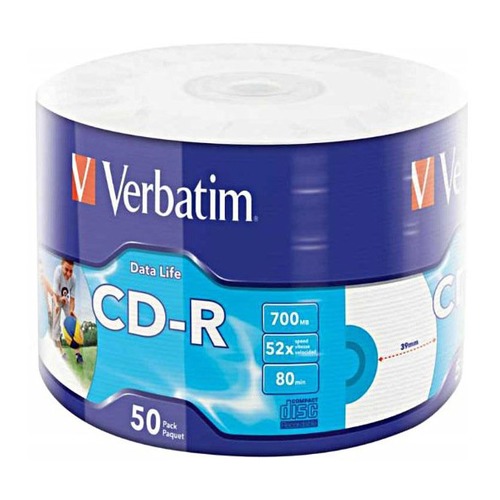 Оптический диск CD-R VERBATIM 700Мб 52x, 50шт., bulk, printable [43794]