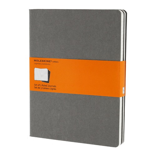 Блокнот Moleskine CAHIER JOURNAL XLarge 190х250мм обложка картон 120стр. линейка серый (3шт)