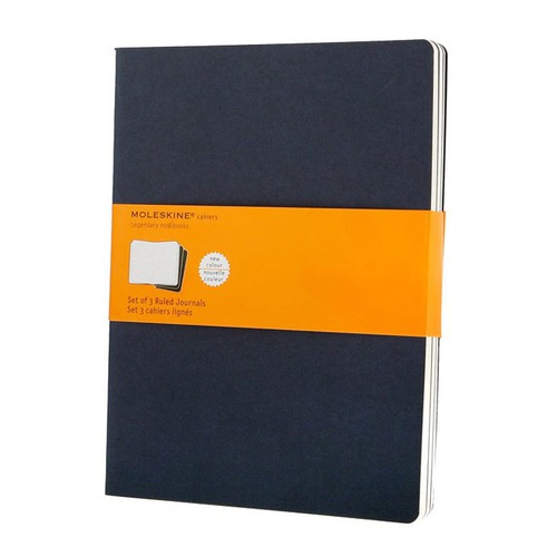 Блокнот Moleskine CAHIER JOURNAL XLarge 190х250мм обложка картон 120стр. линейка синий индиго (3шт)