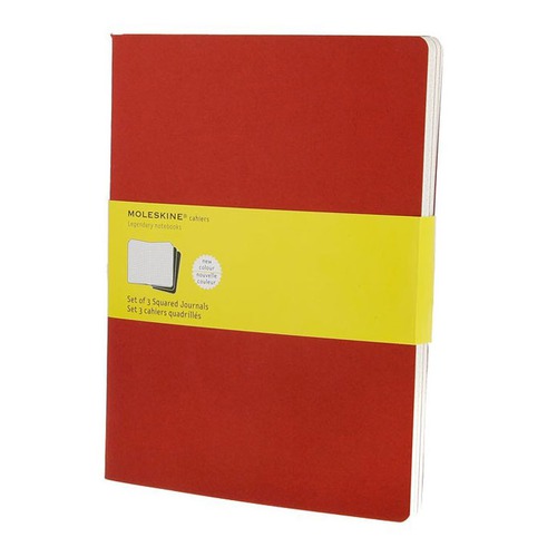 Блокнот Moleskine CAHIER JOURNAL XLarge 190х250мм обложка картон 120стр. клетка клюквенный (3шт)