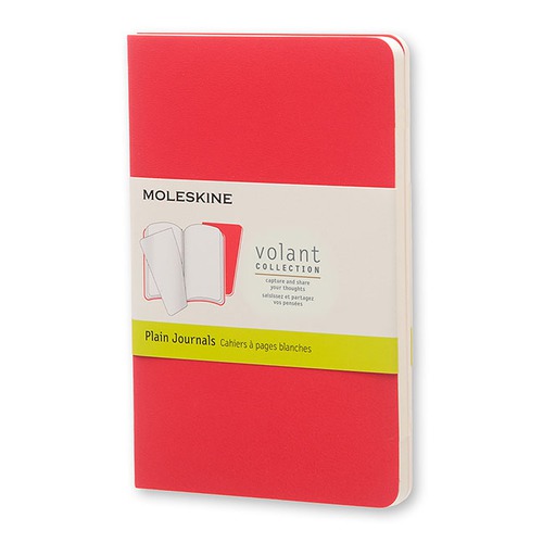 Блокнот Moleskine VOLANT POCKET 90x140мм 80стр. нелинованный мягкая обложка бордовый/красный (2шт)