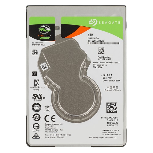 Жесткий диск SEAGATE Firecuda ST1000LX015, 1Тб, гибридный HDD/SSD, SATA III, 2.5"