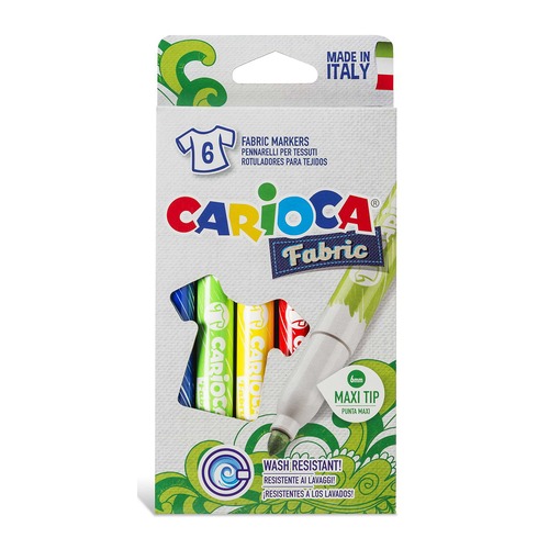 Фломастеры для ткани Carioca CROMATEX 40956 6цв. коробка с европодвесом 12 шт./кор.