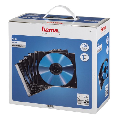 Коробка HAMA H-51270, 100шт., прозрачный+черный, для 100 дисков [00051270]