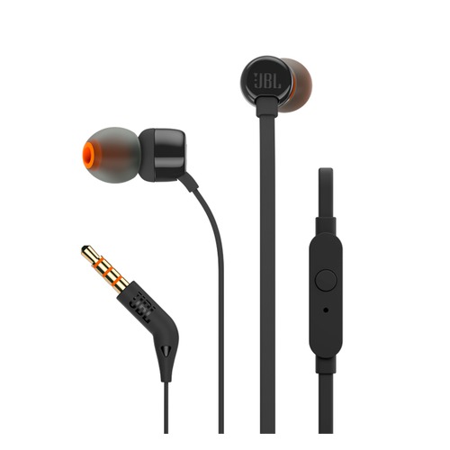 Наушники с микрофоном JBL T110 BLK, 3.5 мм, вкладыши, черный [jblt110blk]