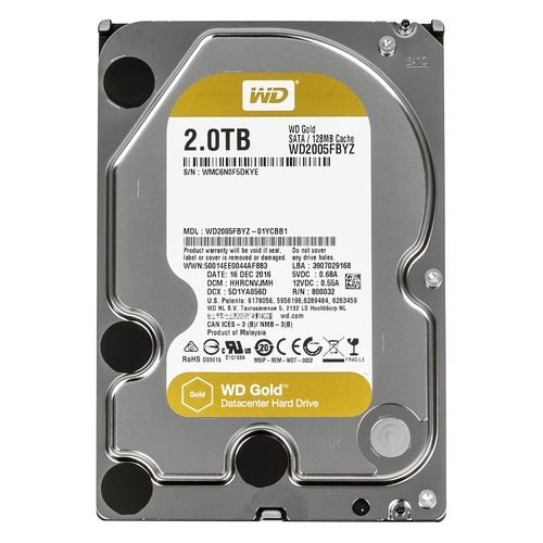 Жесткий диск WD Gold WD2005FBYZ, 2Тб, HDD, SATA III, 3.5"