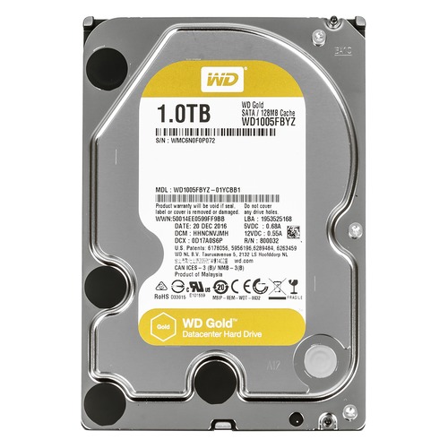 Жесткий диск WD Gold WD1005FBYZ, 1Тб, HDD, SATA III, 3.5"