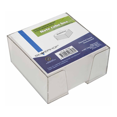 Блок для записей бумажный Silwerhof 701005 90х90х45мм белый в подставке 24 шт./кор.