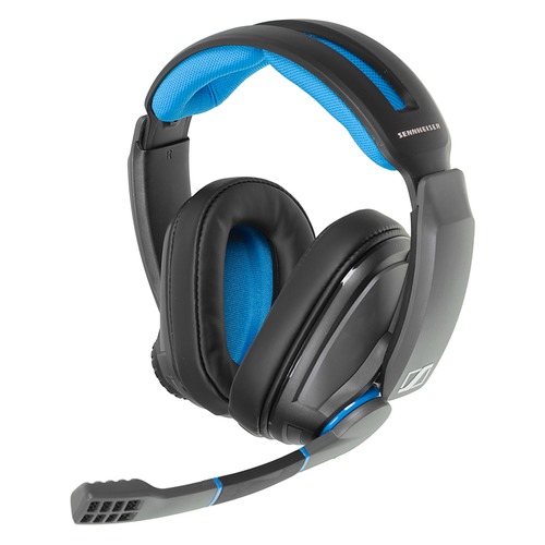 Гарнитура игровая SENNHEISER GSP 300, для компьютера и игровых консолей, накладные, черный / синий [507079]