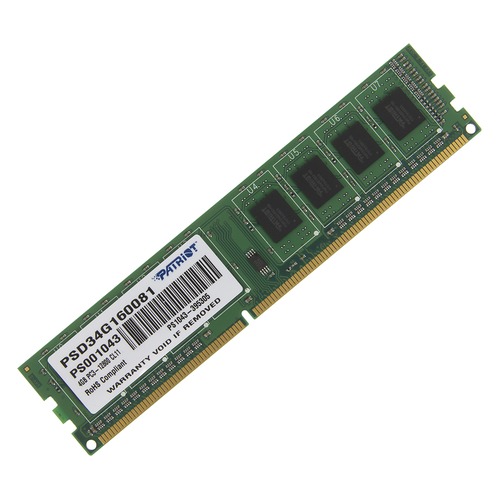 Модуль памяти PATRIOT PSD34G160081 DDR3 - 4Гб 1600, DIMM, Ret