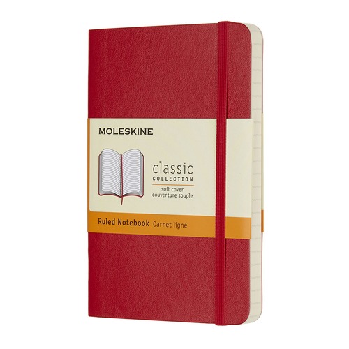 Блокнот Moleskine CLASSIC SOFT Pocket 90x140мм 192стр. линейка мягкая обложка красный 9 шт./кор.