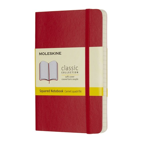 Блокнот Moleskine CLASSIC SOFT Pocket 90x140мм 192стр. клетка мягкая обложка красный 9 шт./кор.
