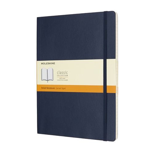 Блокнот Moleskine CLASSIC SOFT XLarge 190х250мм 192стр. линейка мягкая обложка синий сапфир 6 шт./кор.