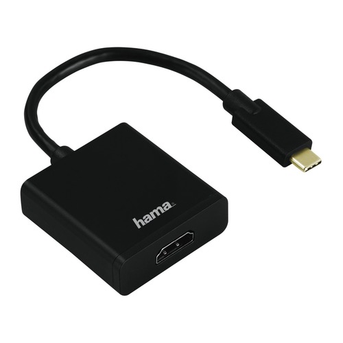 Адаптер Video HAMA H-135726, HDMI (f) - USB Type-C (m), GOLD , круглое, 0.1м, черный [00135726]