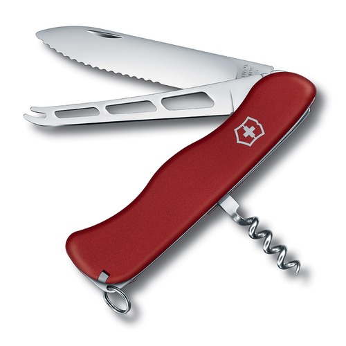 Складной нож VICTORINOX CHEESE KNIFE, 6 функций, 111мм, красный