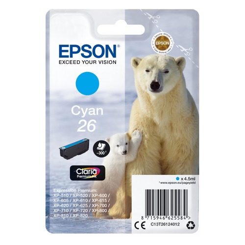 Картридж EPSON T2612, голубой [c13t26124012]