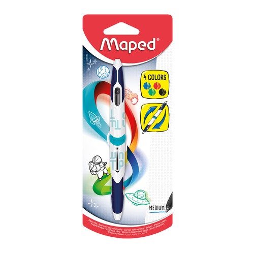 Ручка шариковая Maped TWIN TIP (229120) авт. 1мм обрез.корпус 4цв. двусторонняя блистер 12 шт./кор.