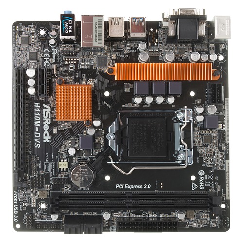 Материнская плата ASROCK H110M-DVS R3.0, LGA 1151, Intel H110, mATX, Ret