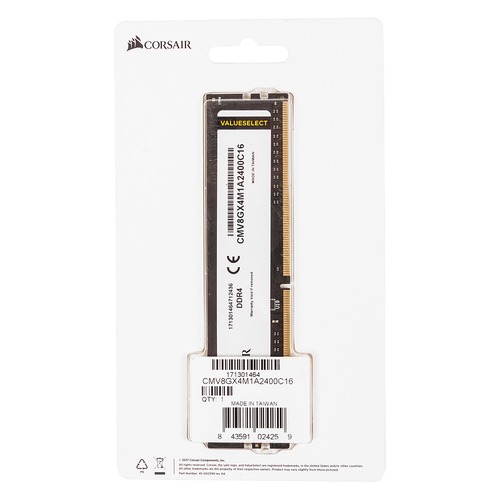 Модуль памяти CORSAIR Value Select CMV8GX4M1A2400C16 DDR4 - 8Гб 2400, DIMM, Ret