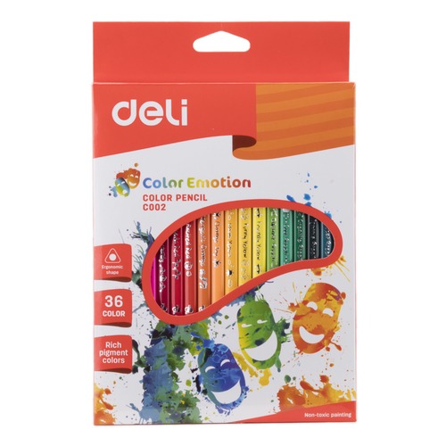 Карандаши цветные Deli Color Emotion EC00230 трехгран. липа 36цв. коробка/европод. 12 шт./кор.