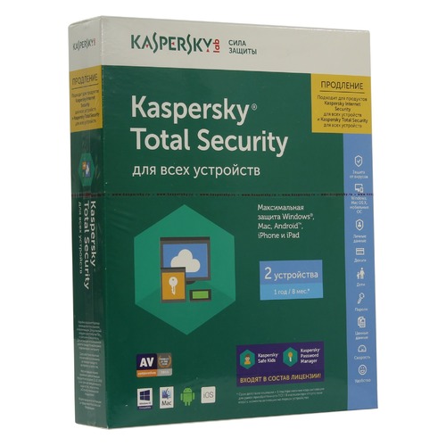 ПО Kaspersky Total Security - Multi-Device Rus 2 устройства 1 год Renewal Box (KL1919RBBFR)