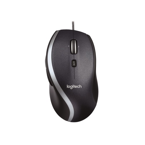 Мышь LOGITECH M500, лазерная, проводная, USB, черный и серебристый [910-003726]