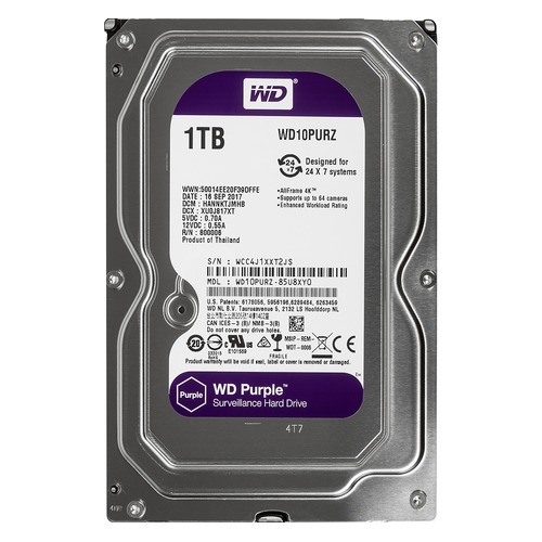 Жесткий диск WD Purple WD10PURZ, 1Тб, HDD, SATA III, 3.5"