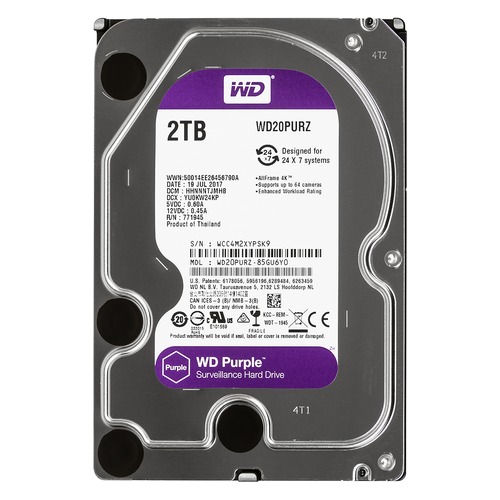 Жесткий диск WD Purple WD20PURZ, 2Тб, HDD, SATA III, 3.5"