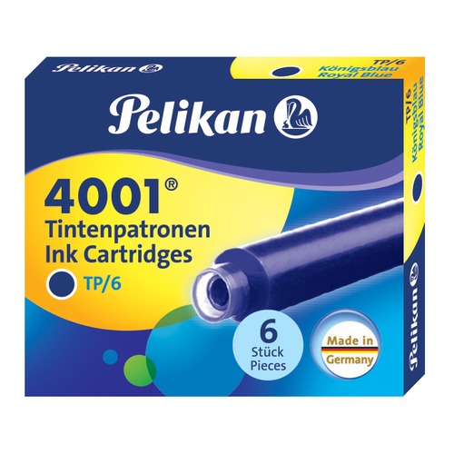 Картридж Pelikan INK 4001 TP/6 (PL301176) Royal Blue чернила для ручек перьевых (6шт)