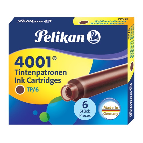 Картридж Pelikan INK 4001 TP/6 (PL311928) Brilliant Brown чернила для ручек перьевых (6шт)