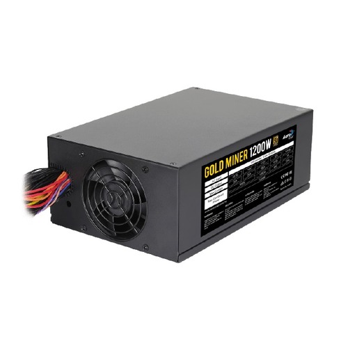 Блок питания AEROCOOL GOLD MINER 1200W, 1200Вт, 80мм, серый, retail [gm1200]