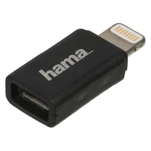 Адаптер HAMA H-178400, micro USB B (f), Lightning (m), MFI, черный [00178400]