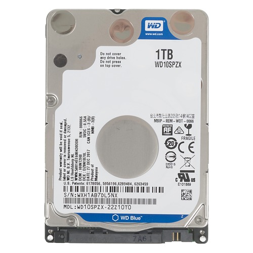 Жесткий диск WD Blue WD10SPZX, 1Тб, HDD, SATA III, 2.5"