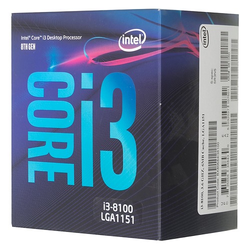 Процессор INTEL Core i3 8100, LGA 1151v2, BOX [bx80684i38100 s r3n5]